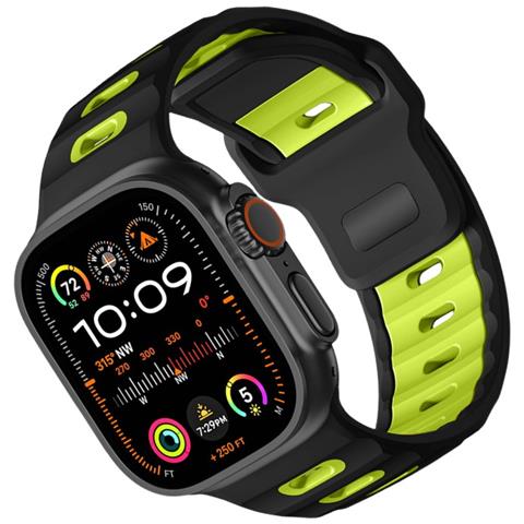 Elegante Cinturino In Silicone Per Apple Watch Serie 1-10 Black+green - Foto 3