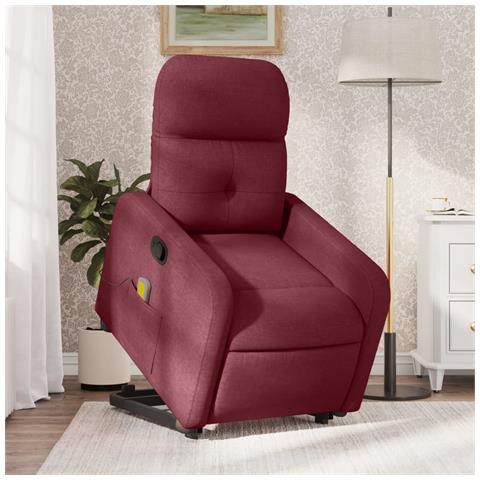 Poltrona Alzapersona Massaggio Reclinabile Rosso Vino Tessuto - Foto 2