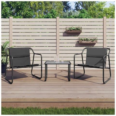 Set Salotto da Giardino 3 pz con Cuscini in Acciaio Antracite - Foto 2