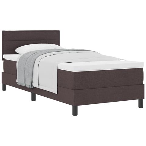 Letto con rete a molle e materasso marrone scuro 90x200 cm Tessuto - Foto 1