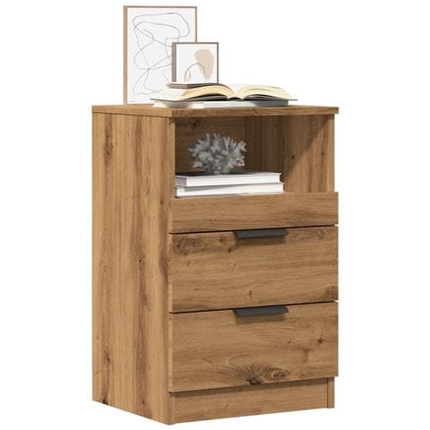 Comodini 2pz Rovere Artigianale 40x36x65cm in Legno Multistrato - Foto 2
