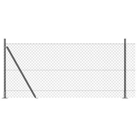 Recinzione in Rete Metallica con 7 Pali Flangiati 0.8x10 m Acciaio Galvanizzato - Foto 1