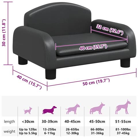 Lettino per Cani Nero 50x40x30 cm in Similpelle - Foto 7