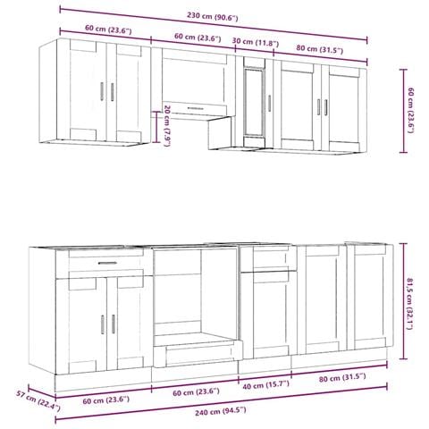 Set Mobili da Cucina 8 pz Kalmar Bianco Legno Multistrato - Foto 9