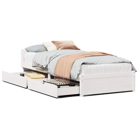 Letto senza Materasso Bianco 90x190 cm in Legno Massello Pino - Foto 1