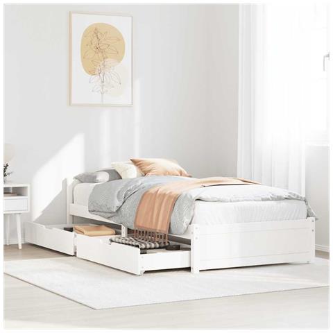 Letto senza Materasso Bianco 90x190 cm in Legno Massello Pino - Foto 2