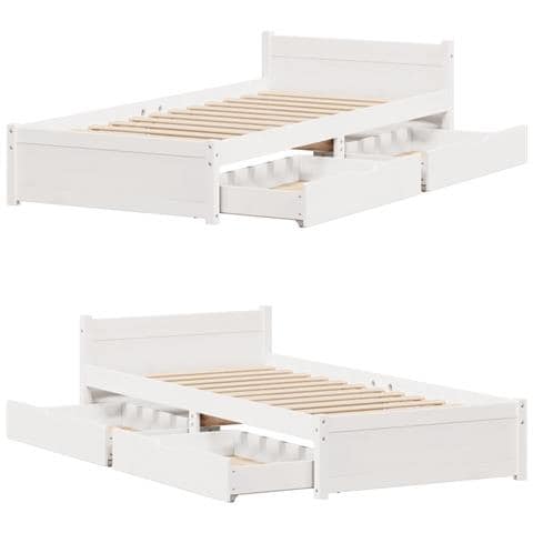 Letto senza Materasso Bianco 90x190 cm in Legno Massello Pino - Foto 9
