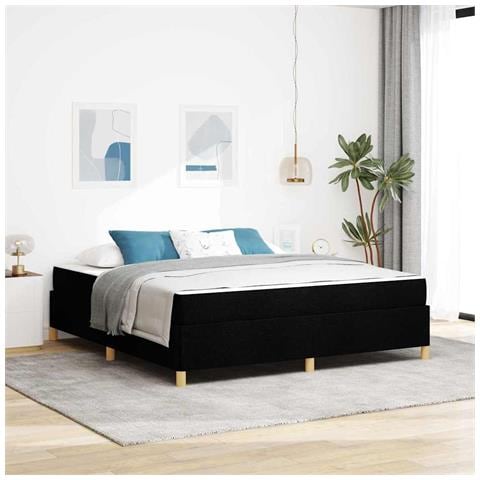 Letto a molle Nero e Bianco e Nero 180 x 200 cm Tessuto - Foto 2