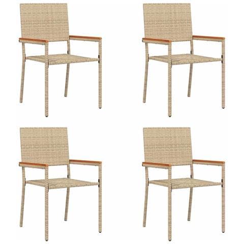 Sedie impilabili da giardino 4 pcs Crema e Marrone - Foto 1