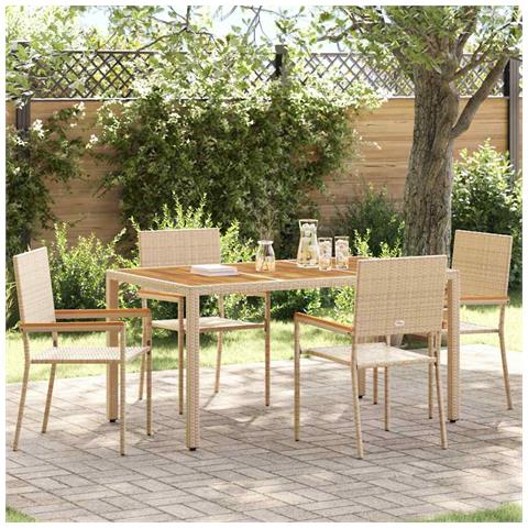 Sedie impilabili da giardino 4 pcs Crema e Marrone - Foto 2