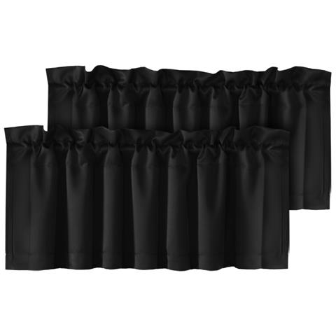 Set Di 2 Tende Oscuranti In Poliestere - Tende Corte Per Camera Da Letto, Soggiorno Black - Foto 1