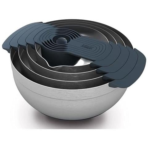 Nest™ 9,, Set Per La Preparazione Degli Alimenti, 9 Pezzi, Include Ciotole, Colino, Setaccio E Cucchiai Dosatori, Design Compatto, Acciaio Inossidabile, Grigio - Foto 1