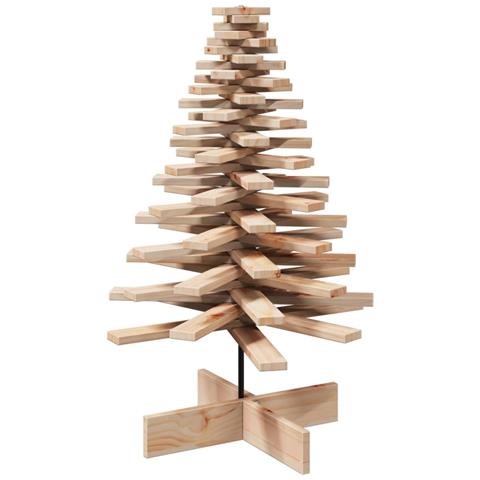 Albero di Natale Decorativo in Legno 100 cm Legno Massello Pino - Foto 1