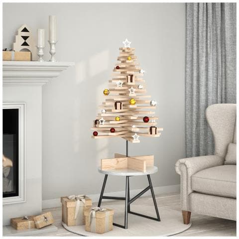 Albero di Natale Decorativo in Legno 100 cm Legno Massello Pino - Foto 2