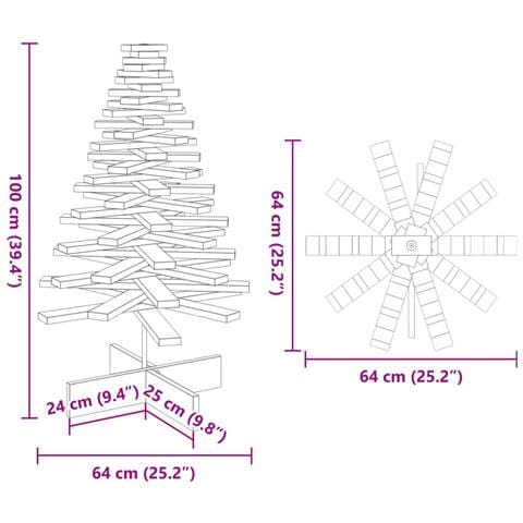 Albero di Natale Decorativo in Legno 100 cm Legno Massello Pino - Foto 8