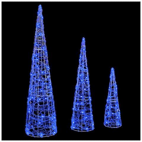 Albero di Natale con 90 LED 3 pcs Blu 20 x 20 x 80 cm Acrilico - Foto 2