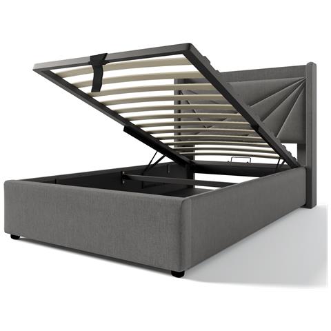 Letto Singolo Grigio Con Spazio Archiviazione E Ricarica Usb-c, Design Moderno - Foto 2
