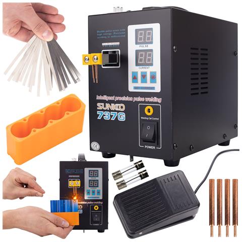 Saldatrice A Punti Sunkko 737g - Regolazione Corrente 0-99, Display Led | Per Batterie Litio, Nichel 0.03-0.2 Mm | 220v / 110v, 2.88kw - Foto 1