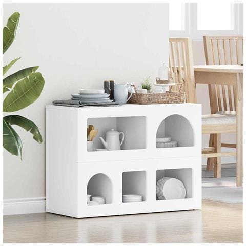 Credenza Bianco 80.5 x 35 x 59 cm Legno multistrato - Foto 2