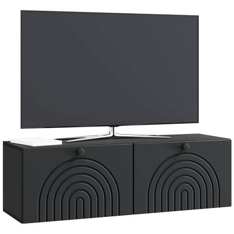 Mobile Porta TV da Muro Montaggio a parete Nero 98 x 31 x 30 cm - Foto 2