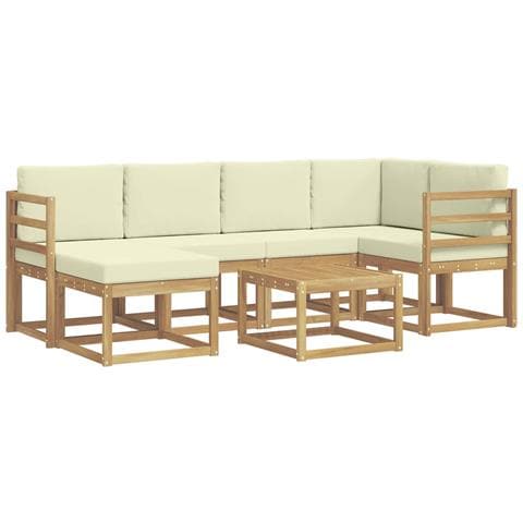 Set di divani da esterno con cuscino 7 pcs Bianco e Crema - Foto 1