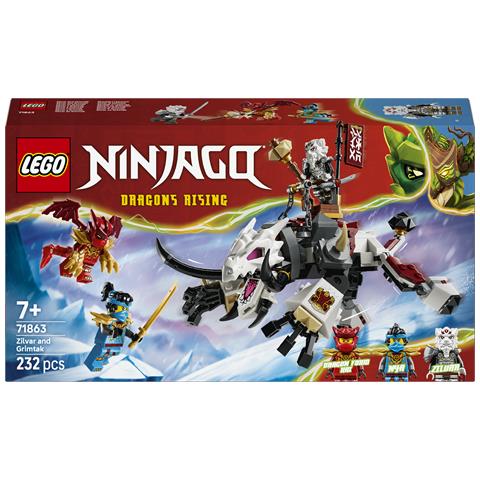 NINJAGO 71863 Zilvar e Grimtak la Bestia Drago, Giocattolo Ninja con Action Figure e 3 Minifigure, Regalo per Bambini 7+ - Foto 1