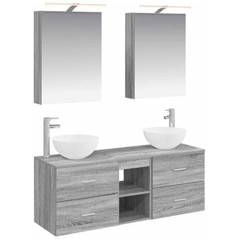Set di mobili per il bagno 5 pcs Sonoma grigio - Foto 1
