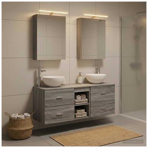 Set di mobili per il bagno 5 pcs Sonoma grigio - Foto 2