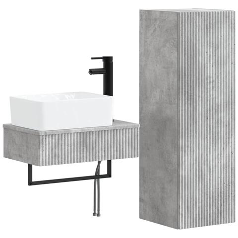 Set di mobili per il bagno 2 pz Grigio Cemento - Foto 1