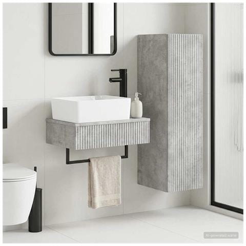 Set di mobili per il bagno 2 pz Grigio Cemento - Foto 10