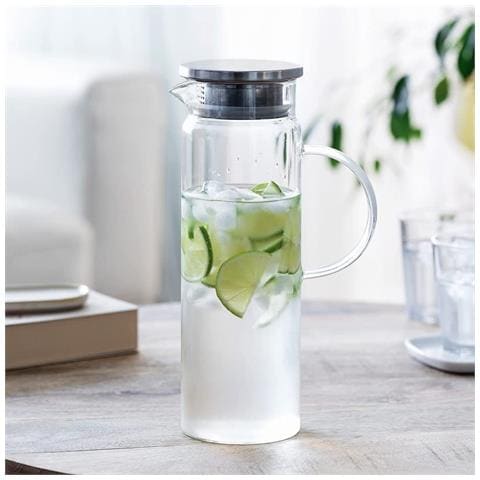 61952 - Brocca in vetro borosilicato - Coperchio in acciaio inox - Filtro - Perfetta per l'acqua - Foto 2