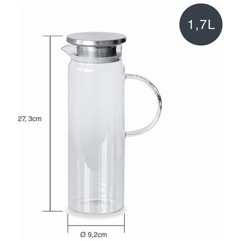 61952 - Brocca in vetro borosilicato - Coperchio in acciaio inox - Filtro - Perfetta per l'acqua - Foto 3