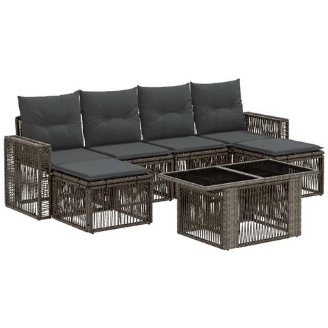 Set Divano da Giardino 7 pz Grigio e Grigio Scuro polyrattan - Foto 1