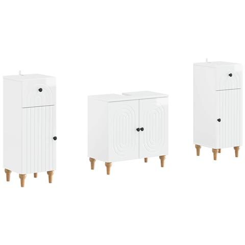Set di Armadi da Bagno da 2 Pezzi ALKMAAR Bianco Lucido - Foto 1
