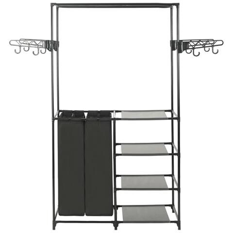 Appendiabiti Acciaio e Tessuto non Tessuto 87x44x158 cm Nero - Foto 2