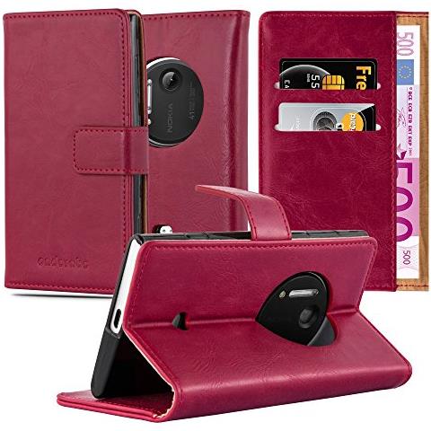 Custodia Compatibile Con Nokia Lumia 1020 In Rosso Vinaccia - Coperchio Protettiva Con Chiusura Magnetica, Funzione Stand E Tasca Per Le Carte - Foto 1