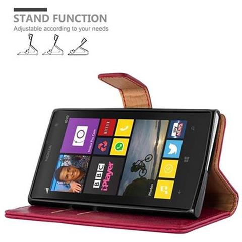 Custodia Compatibile Con Nokia Lumia 1020 In Rosso Vinaccia - Coperchio Protettiva Con Chiusura Magnetica, Funzione Stand E Tasca Per Le Carte - Foto 7
