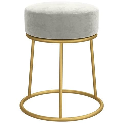 Sgabello Rotondo Grigio Chiaro In Velluto - Foto 6