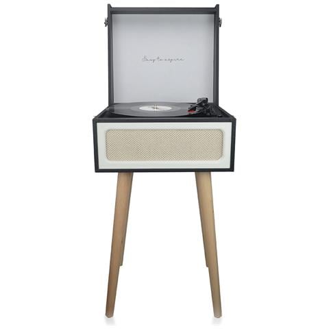 Giradischi Detroit Vintage Wireless Bluetooth 5.0 Radio FM Altoparlanti Stereo 2x 5 Watt Uscita RCA e Cuffie - Foto 1