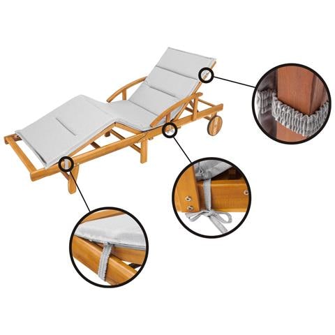 Cuscino Per Lettino Da Giardino, Facile Da Montare, Fodera Per Cuscino Per Lettino Da Giardino, Cuscino Per Sedia A Sdraio - Lunghezza 185 Cm, Larghezza 65 Cm - Colore Cenere - Foto 2