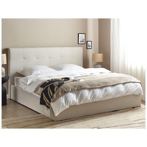 Letto Matrimoniale Contenitore Tessuto Beige 180 X 200 Cm Lorient - Foto 1