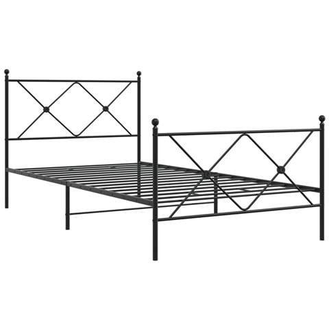 Giroletto Con Testiera E Pediera Metallo Nero 107x203 Cm - Foto 2