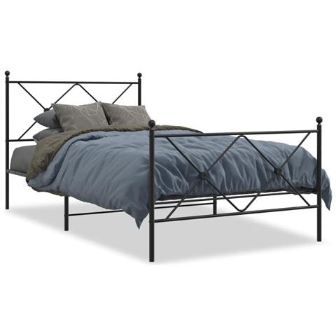 Giroletto Con Testiera E Pediera Metallo Nero 107x203 Cm - Foto 1