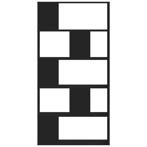 Libreria 5 Ripiani Nera 80,5x23,5x162,5cm In Legno Multistrato - Foto 3