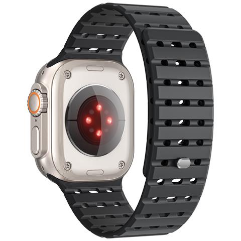 Cinturino Magnetico Traspirante Per Apple Watch Serie 1-9 Generazioni 42/44/45 Mm Black - Foto 2