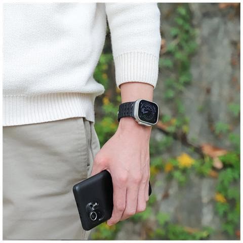 Cinturino Magnetico Traspirante Per Apple Watch Serie 1-9 Generazioni 42/44/45 Mm Black - Foto 7