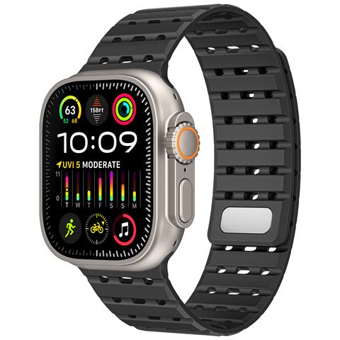 Cinturino Magnetico Traspirante Per Apple Watch Serie 1-9 Generazioni 42/44/45 Mm Black - Foto 1