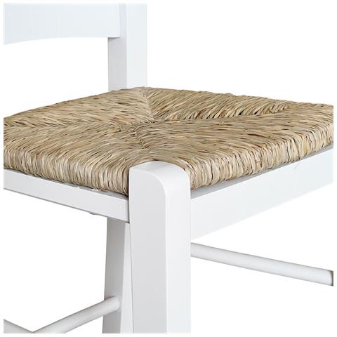 Sgabello Da Bar In Legno Bianco Con Seduta In Paglia H 67 Cm - Foto 5