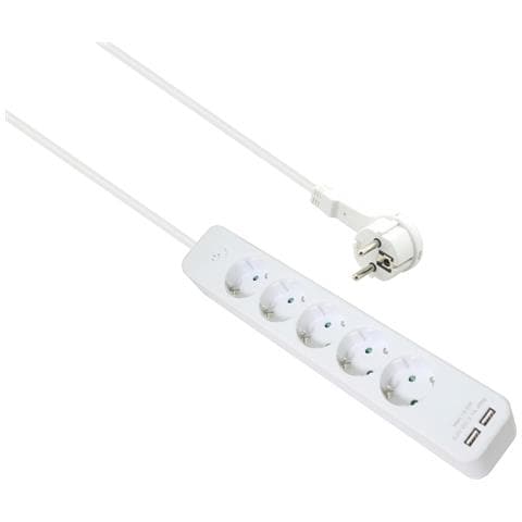 Ciabatta Advanced, 5 Vie, Caricatore Usb Bianco, 1,5 M, Con Interruttore - Foto 1