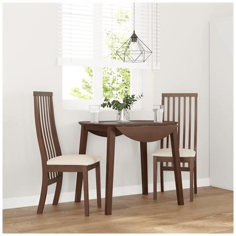 Sedie da Pranzo con Cuscini 2pz Marrone Legno Massello di Hevea - Foto 2